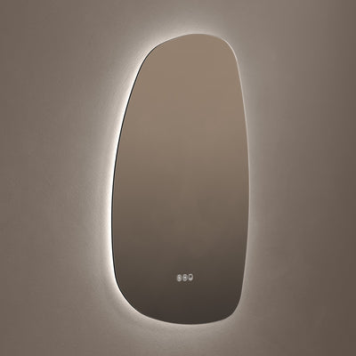 Claris Organic 60 x 80cm LED bathroom mirror on grey background - Origins Living mirror at BathLab