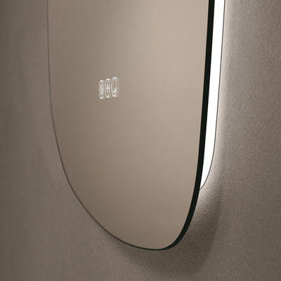 Close-up of dotless lighting on Claris Organic 60 x 80cm LED mirror - Origins Living mirror by BathLab