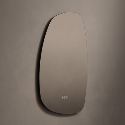 Claris Organic 60 x 80cm LED bathroom mirror on grey background - Origins Living mirror at BathLab