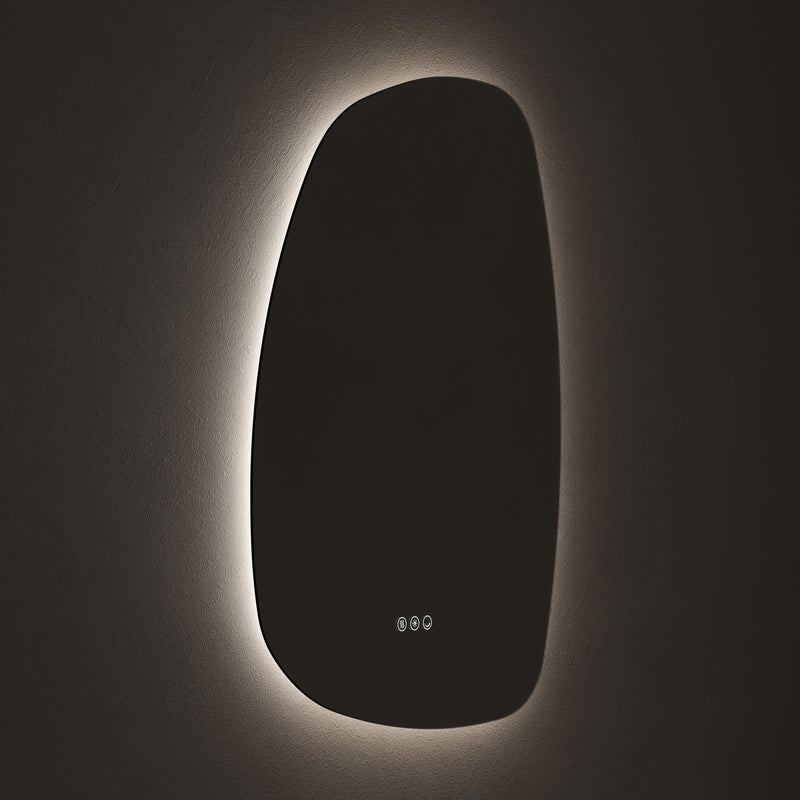 Claris Organic 60 x 80cm LED bathroom mirror on grey background - Origins Living mirror at BathLab