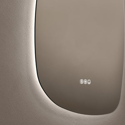 Close-up of dotless lighting on Claris Organic 60 x 80cm LED mirror - Origins Living mirror by BathLab