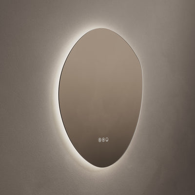 Claris Organic 60 x 58cm LED bathroom mirror on grey background - Origins Living mirror at BathLab