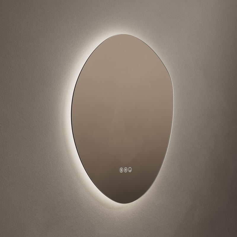 Claris Organic 60 x 58cm LED bathroom mirror on grey background - Origins Living mirror at BathLab