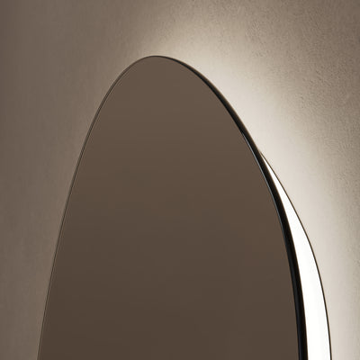 Close-up of dotless lighting on Claris Organic 60 x 58cm LED mirror - Origins Living mirror by BathLab