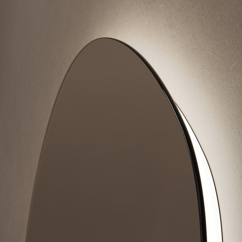 Close-up of dotless lighting on Claris Organic 60 x 58cm LED mirror - Origins Living mirror by BathLab