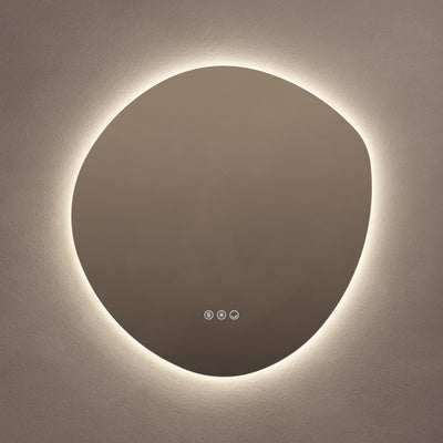 Claris Organic 60 x 58cm LED bathroom mirror on grey background - Origins Living mirror at BathLab