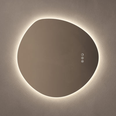 Claris Organic 60 x 58cm LED bathroom mirror on grey background - Origins Living mirror at BathLab