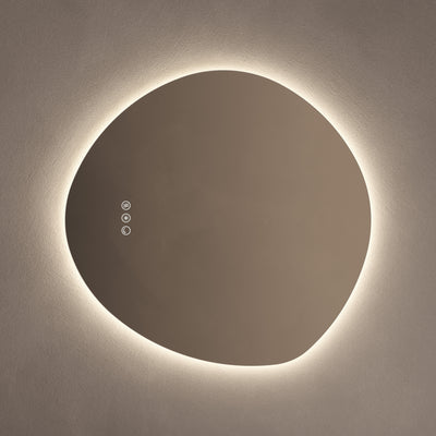 Claris Organic 60 x 58cm LED bathroom mirror on grey background - Origins Living mirror at BathLab