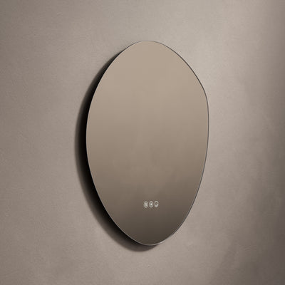 Claris Organic 60 x 58cm LED bathroom mirror on grey background - Origins Living mirror at BathLab
