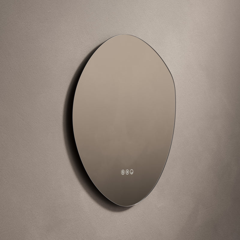 Claris Organic 60 x 58cm LED bathroom mirror on grey background - Origins Living mirror at BathLab