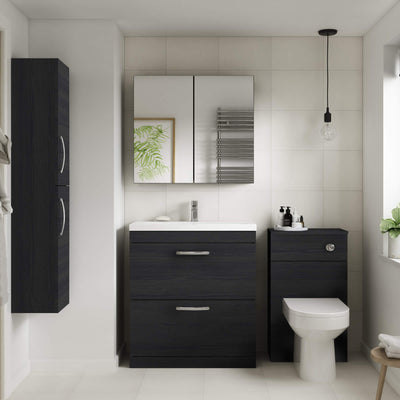 Cape 600mm Wall Hung 2 Drawer Vanity Unit & Worktop - Charcoal Black