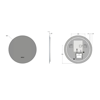 Claris Round Illuminated Mirror 60cm with Adjustable Dotless Lighting and Demister
