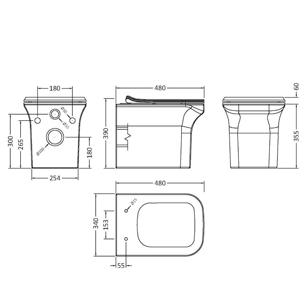 Como Rimless Wall Hung Toilet & Soft Close Seat