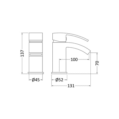 Como Mini Basin Mixer With Push Open Waste