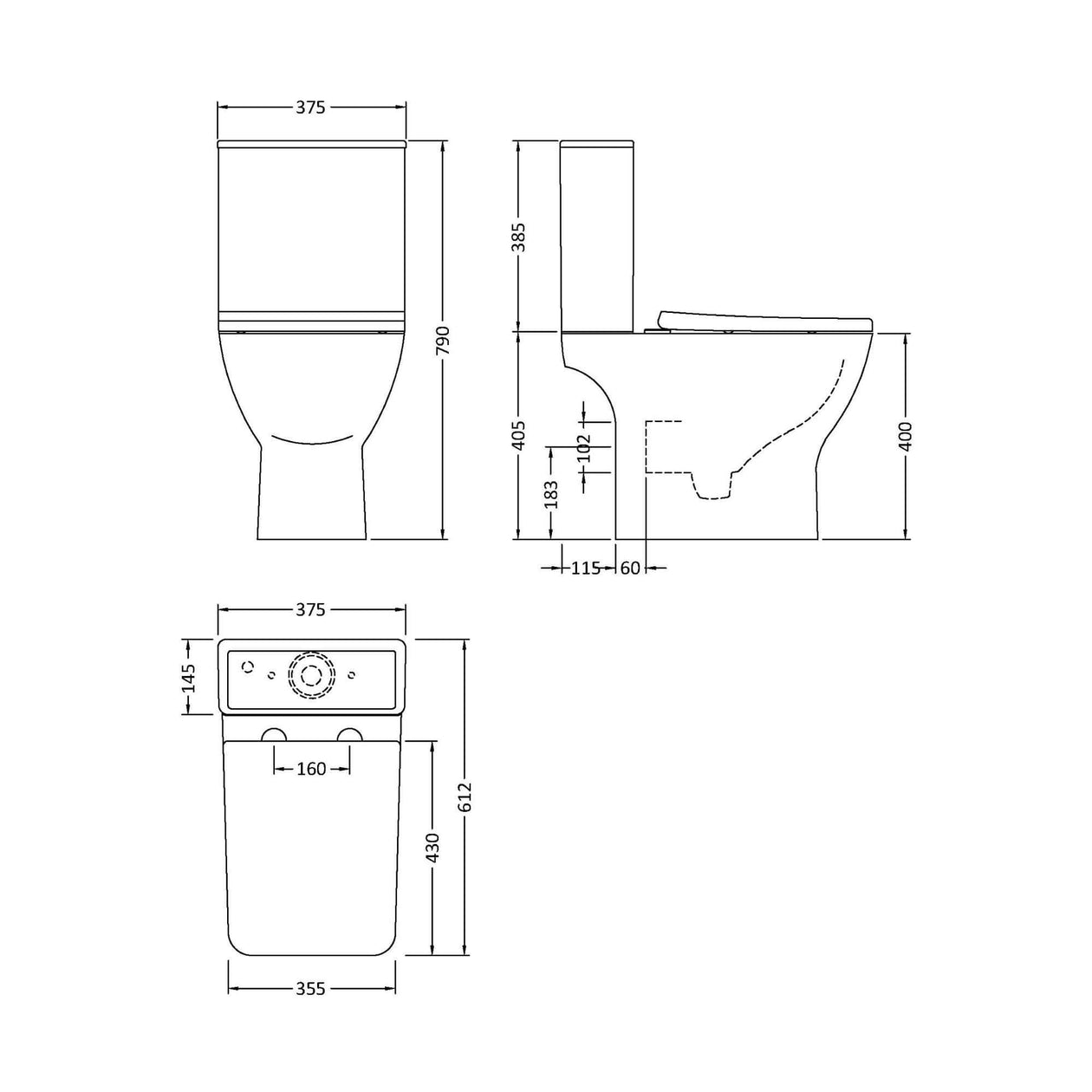 Como Compact Rimless Close Coupled Toilet & Soft Close Seat