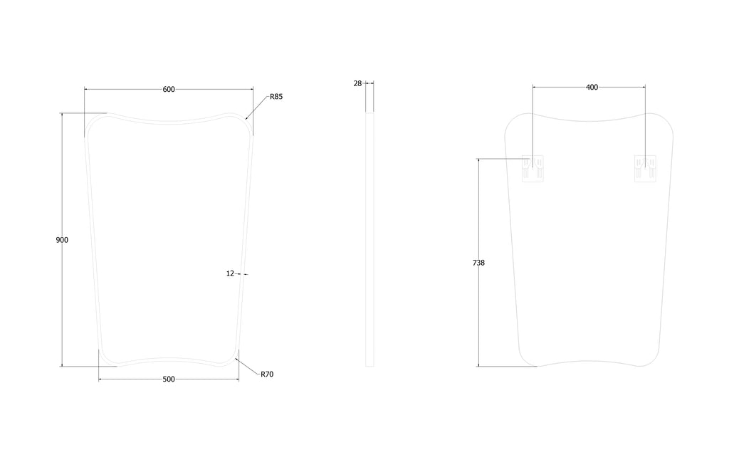 Delphine Curve Mirror 60 x 90cm - Brushed Nickel