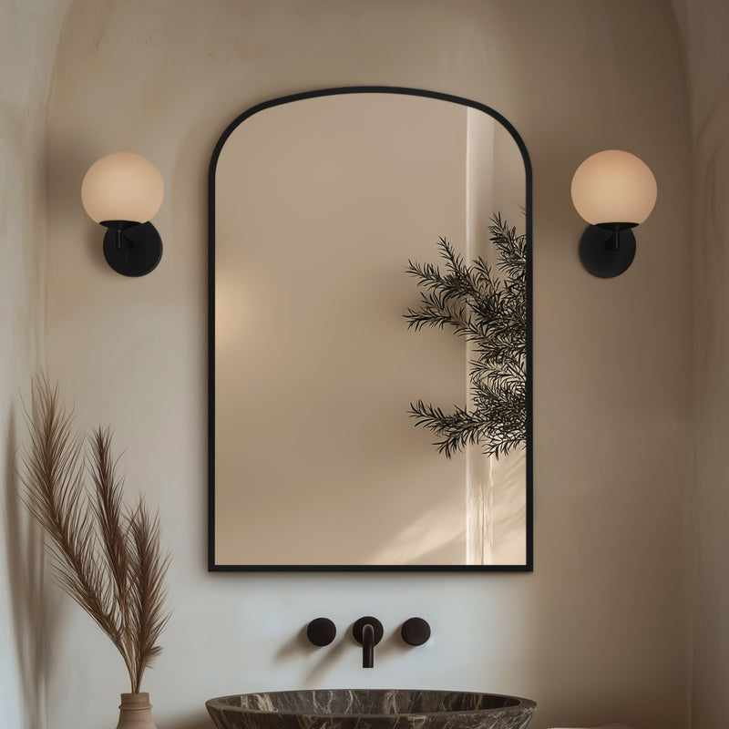 Origins Living Delphine Overmantle Arch Mirror 60x90cm - Matt Black