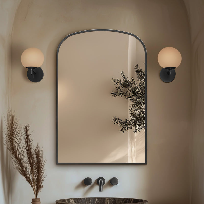 Origins Living Delphine Overmantle Arch Mirror 60x90cm - Gunmetal