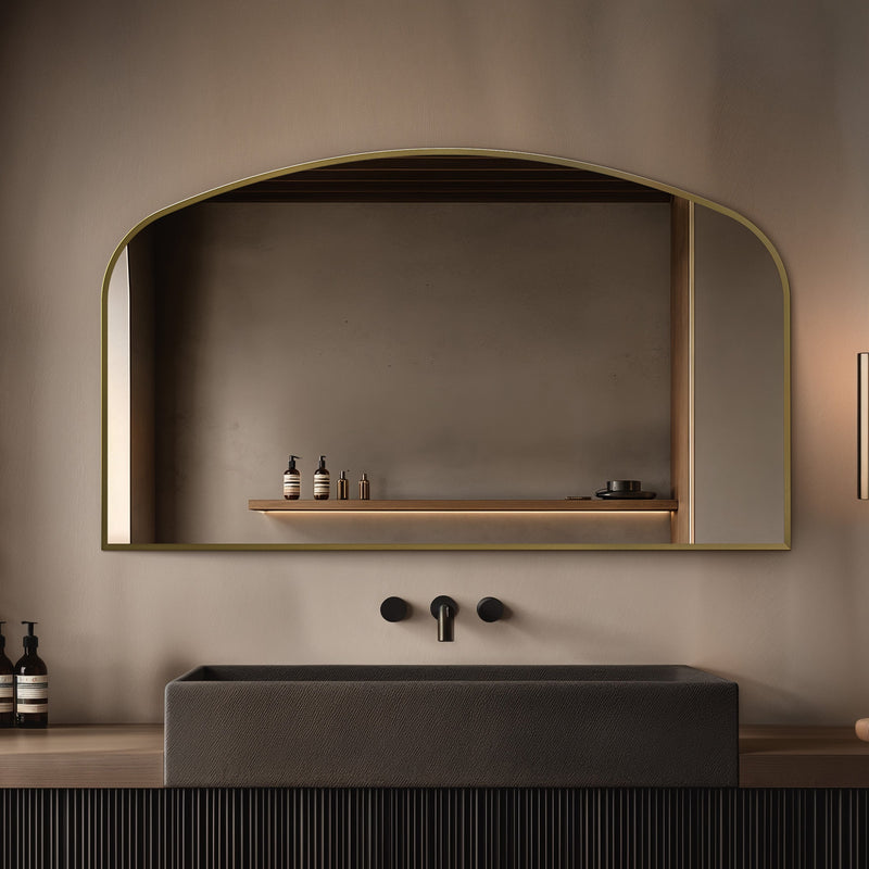 Origins Living Delphine Overmantle Arch Mirror 120x70cm - Brushed Brass