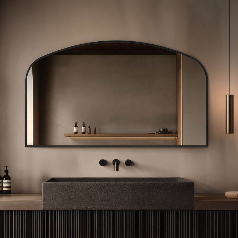 Origins Living Delphine Overmantle Arch Mirror 120x70cm - Matt Black