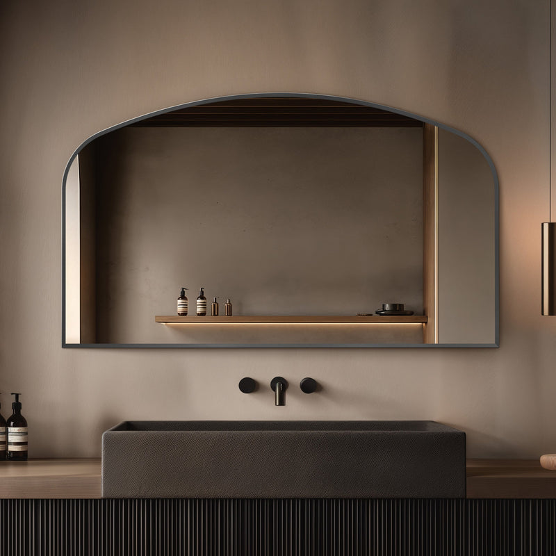 Origins Living Delphine Overmantle Arch Mirror 120x70cm - Gunmetal