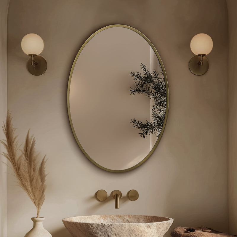 Origins Living Delphine Oval Mirror 55x80cm - Brushed Brass