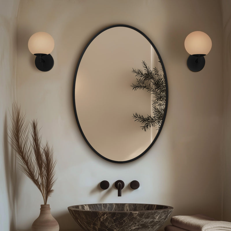 Origins Living Delphine Oval Mirror 55x80cm - Matt Black