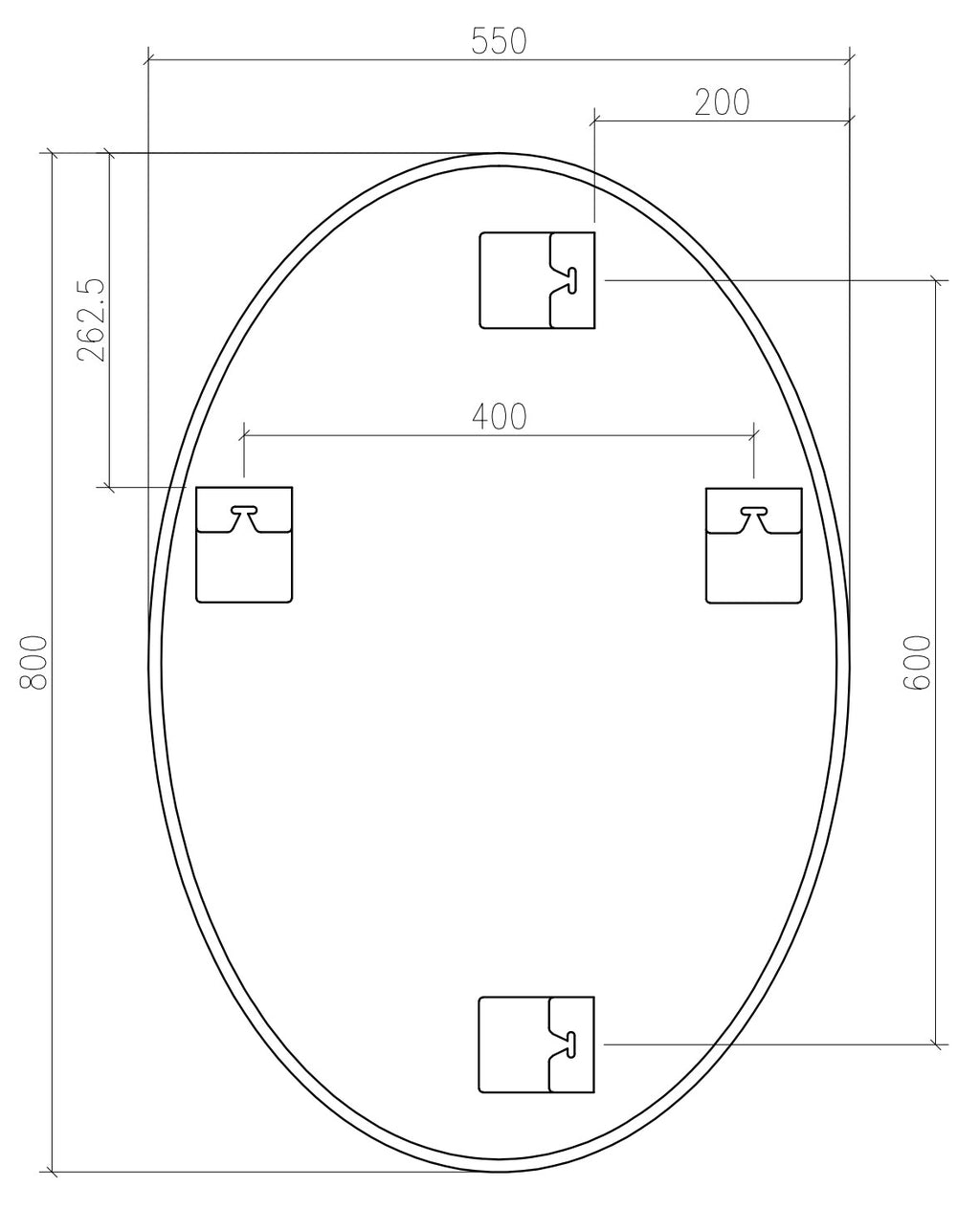 Delphine Oval Mirror 55 x 80cm - Brushed Nickel