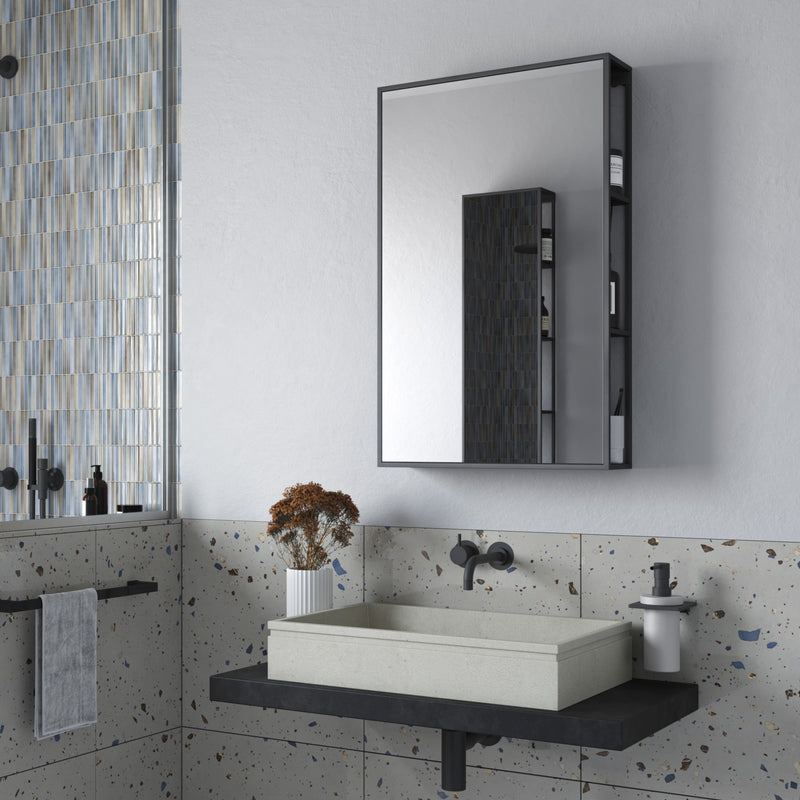 Origins Living Dockside Mirror With Open Shelving 50x80cm - Black