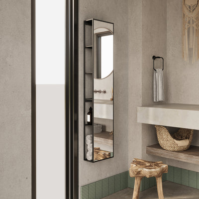 Origins Living Dockside Mirror With Open Shelving 140x30cm - Black