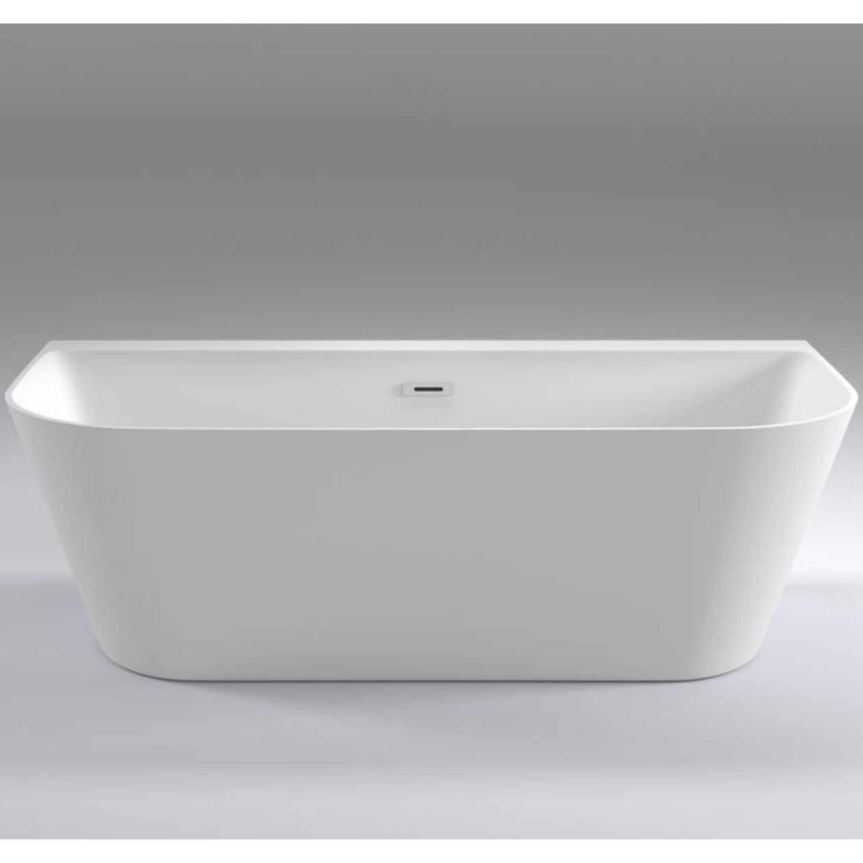 D-Shape Back To Wall Freestanding Bath - White