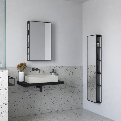 Origins Living Dockside Mirror With Open Shelving 50x80cm - Black