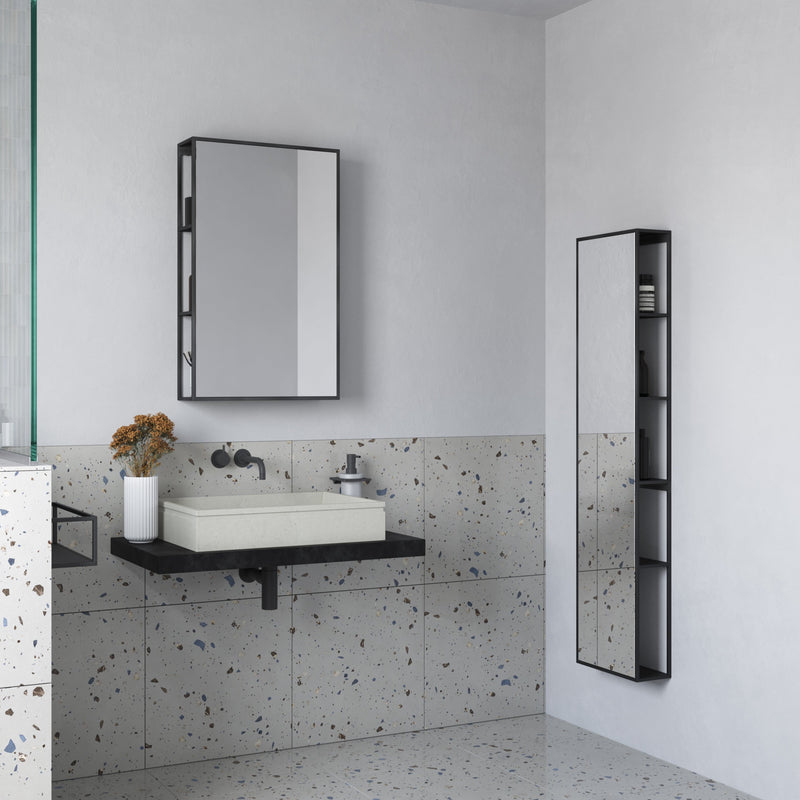 Origins Living Dockside Mirror With Open Shelving 50x80cm - Black