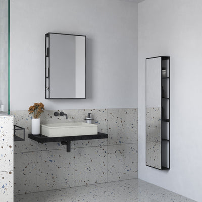 Origins Living Dockside Mirror With Open Shelving 140x30cm - Black