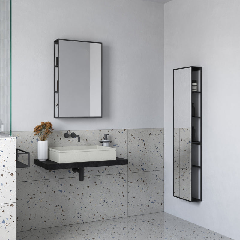 Origins Living Dockside Mirror With Open Shelving 140x30cm - Black