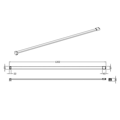 Wetroom Flat Support Bar - Brushed Brass