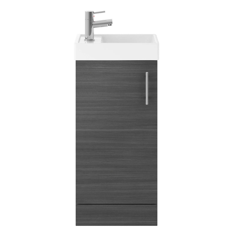 Jenson 400 x 222mm Floor Standing Cloakroom Vanity Unit & Ceramic Basin - Anthracite Woodgrain