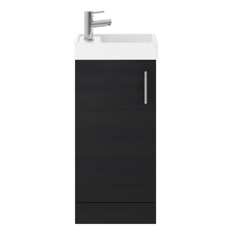 Jenson 400 x 222mm Floor Standing Cloakroom Vanity Unit & Ceramic Basin - Charcoal Black