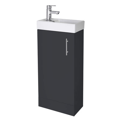 Jenson 400 x 222mm Floor Standing Cloakroom Vanity Unit & Ceramic Basin - Soft Black