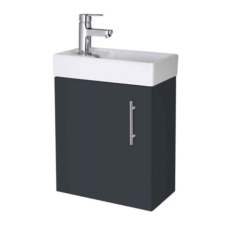 Jenson 400 x 222mm Wall Hung Cloakroom Vanity Unit & Ceramic Basin - Soft Black