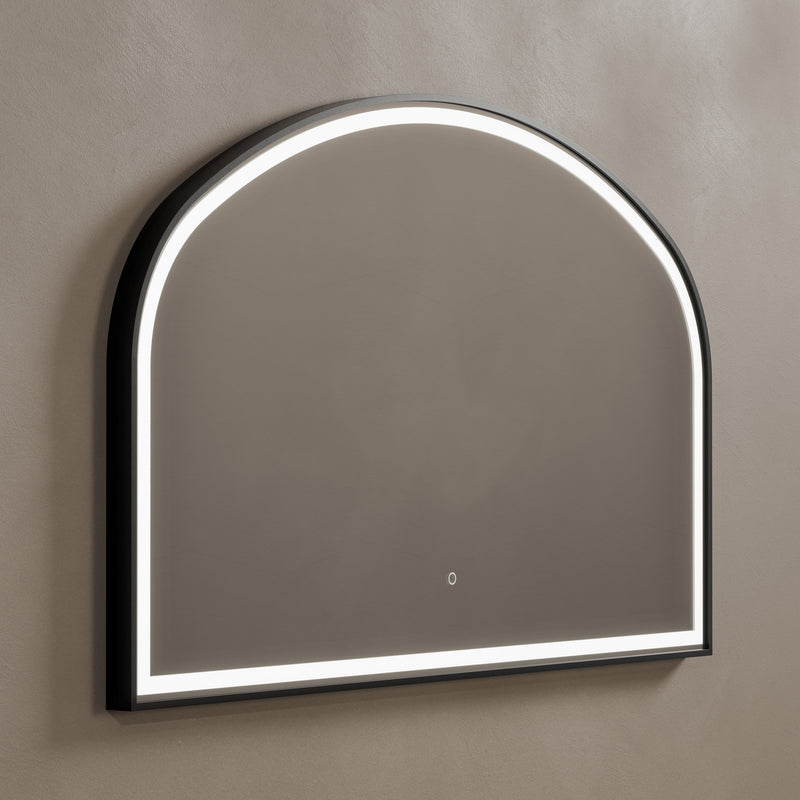 Lomax Light Overmantle Arch Illuminated Mirror 120 x 75cm - Black