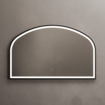 Lomax Light Overmantle Arch Illuminated Mirror 120 x 75cm - Black