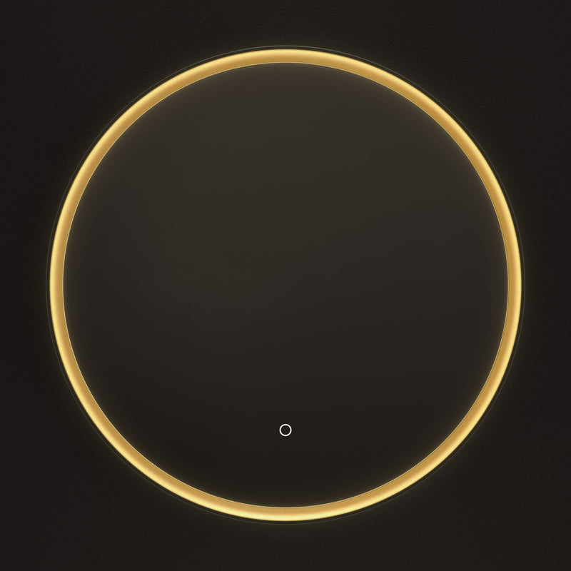 Luxor Round Illuminated Mirror 80cm - Gold & Black