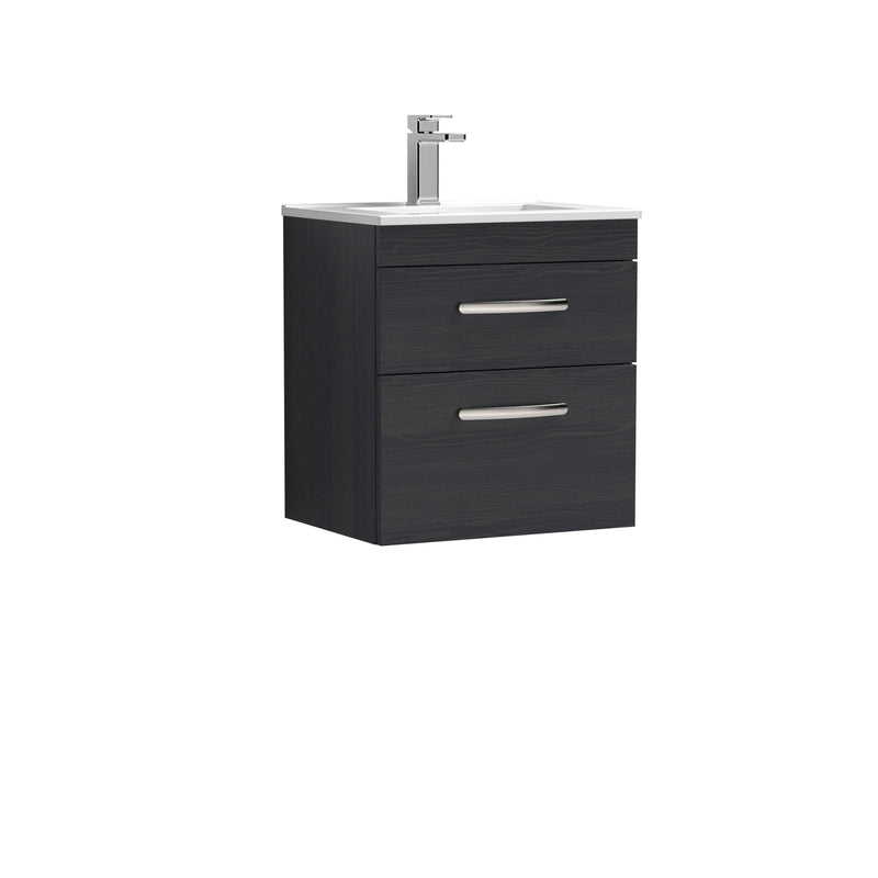 Cape 500mm Wall Hung 2 Drawer Vanity Unit & Minimalist Basin - Charcoal Black