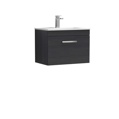 Cape 600mm Wall Hung Single Drawer Vanity Unit & Minimalist Basin - Charcoal Black