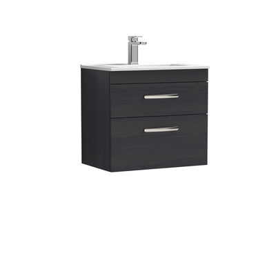 Cape 600mm Wall Hung 2 Drawer Vanity Unit & Minimalist Basin - Charcoal Black