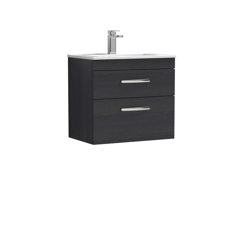 Cape 600mm Wall Hung 2 Drawer Vanity Unit & Minimalist Basin - Charcoal Black
