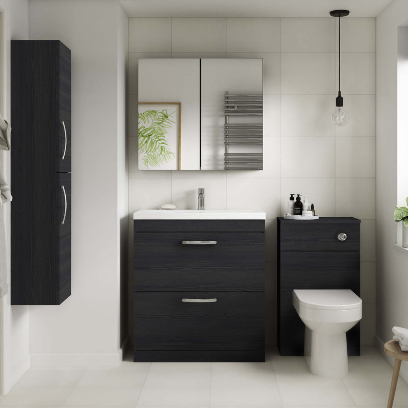 Cape 500mm Wall Hung 2 Drawer Vanity Unit & Minimalist Basin - Charcoal Black
