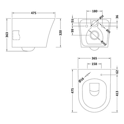 Lana Compact Rimless Wall Hung Toilet & Soft Close Seat