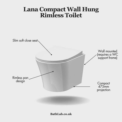 Lana Compact Rimless Wall Hung Toilet & Soft Close Seat